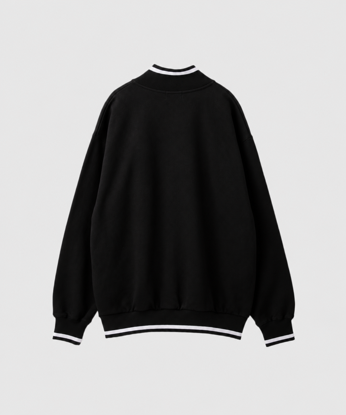STRIPED RIB HALF ZIP SWEATSHIRT